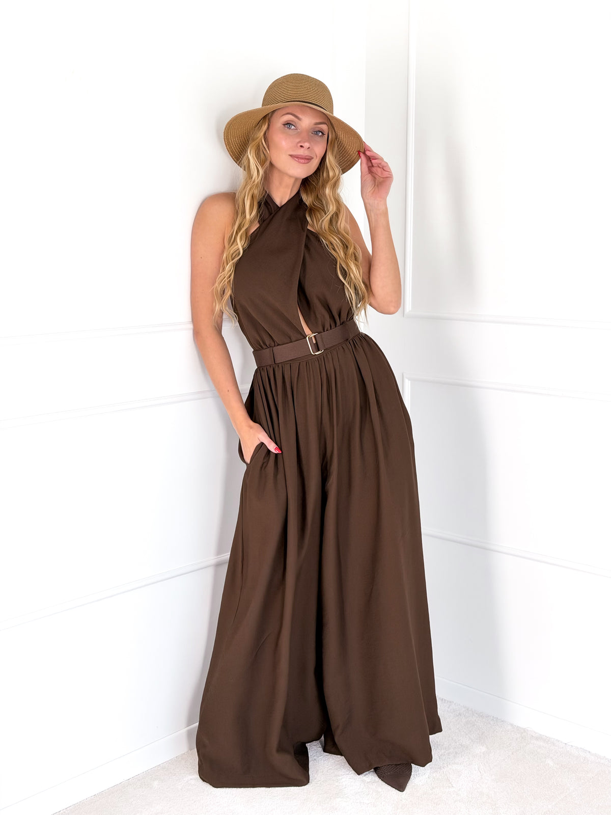 Moteriškas itališkas kombinezonas su diržu MESSINA Ruda