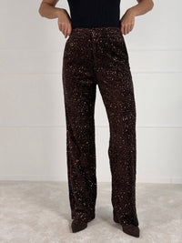 Moteriškos blizgios kelnės GLITTER Ruda