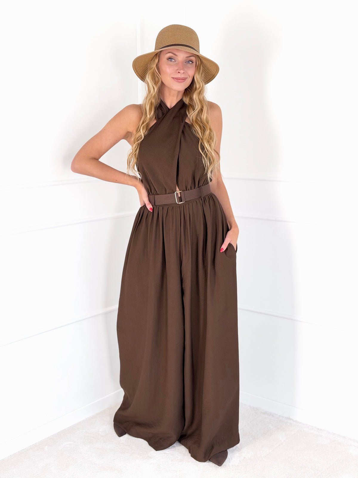 Moteriškas itališkas kombinezonas su diržu MESSINA Ruda