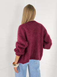 Moteriškas itališkas moheros vilnos megztinis EMELIN Bordo