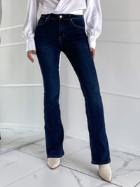 TALL BOOTCUT modelio platėjantys moteriški džinsai aukštu liemeniu OLLIE