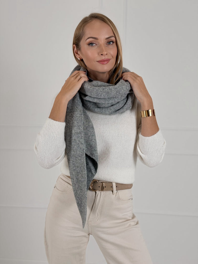 Moteriškas šiltas šalikas su merino vilna HARVEY Pilka