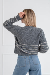 Moteriškas susagstomas megztinis su vilna BIJOU Pilka
