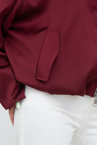 Moteriškas satino bomber stiliaus švarkas SEOUL Bordo