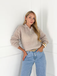 Moteriškas itališkas moheros vilnos megztinis RAYANA Kreminė