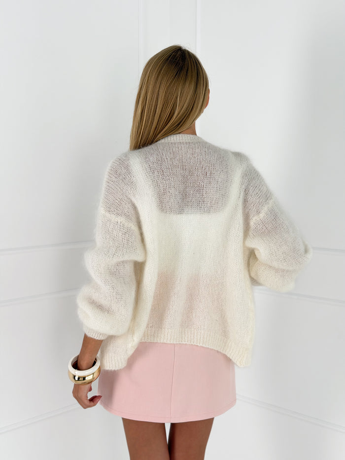 Moteriškas itališkas moheros vilnos megztinis EMELIN Balta