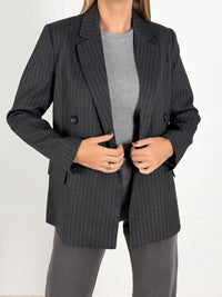 Moteriškas klasikinis dryžuotas švarkas REBECA Juoda