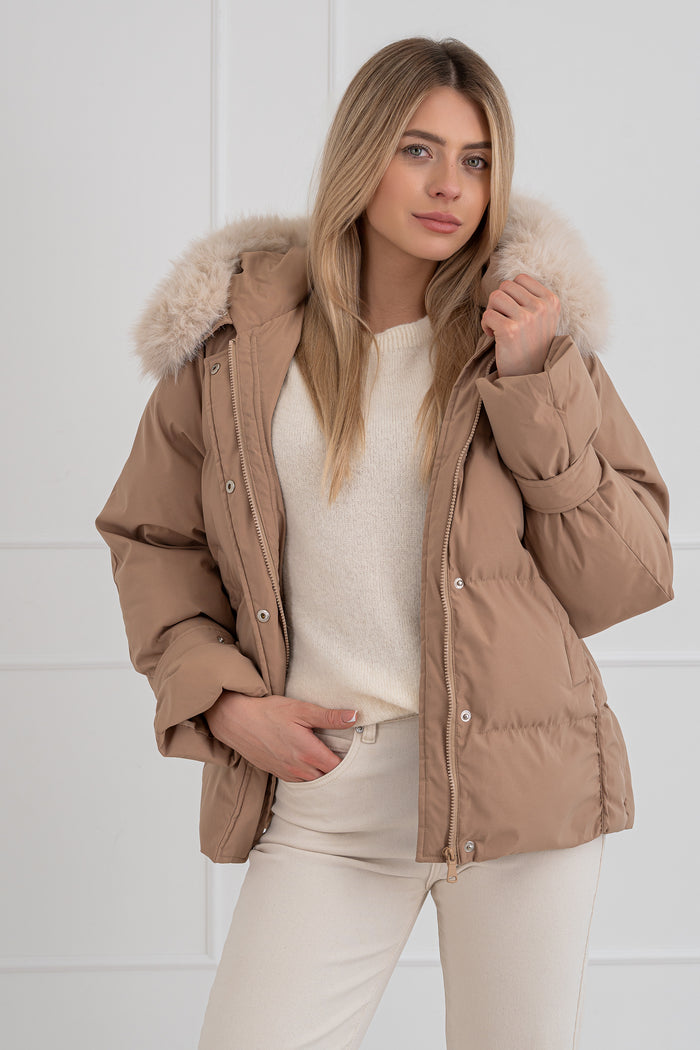 Moteriška šilta striukė su gobtuvu EVERLY Ruda