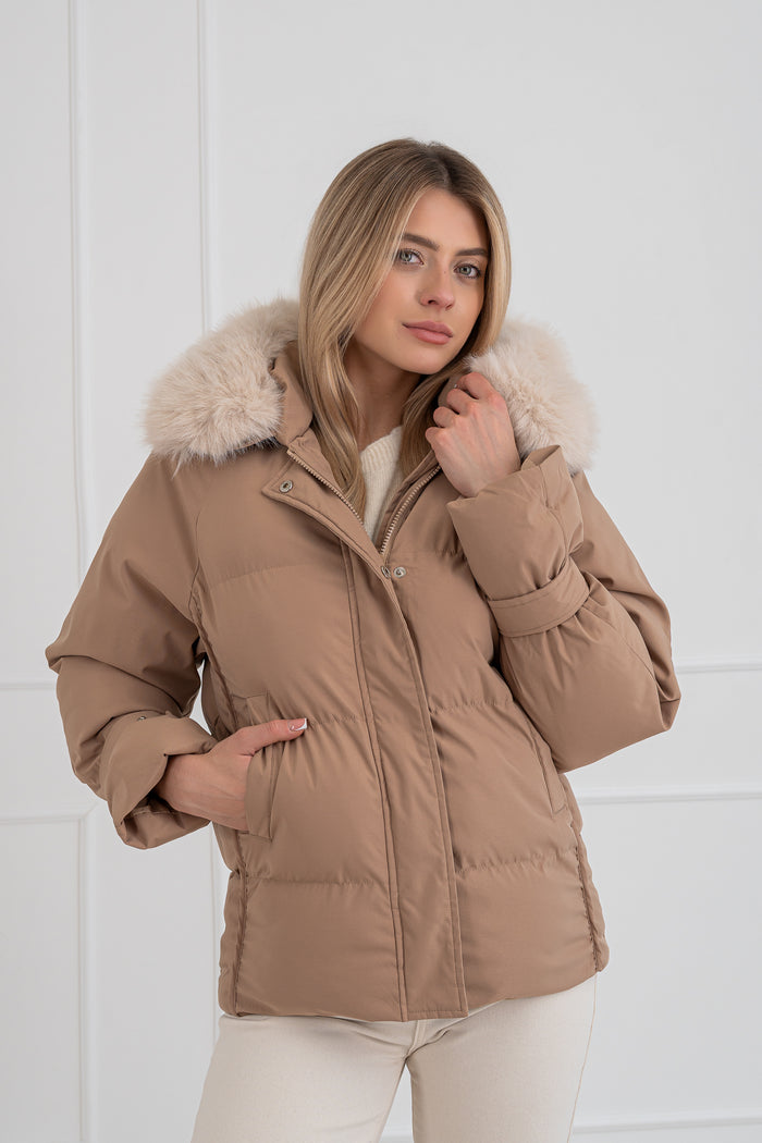 Moteriška šilta striukė su gobtuvu EVERLY Ruda