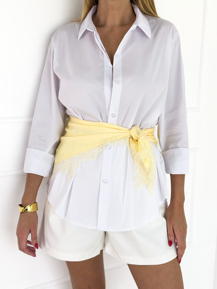 Moteriška satino skara su nėriniais AGNESS Geltona