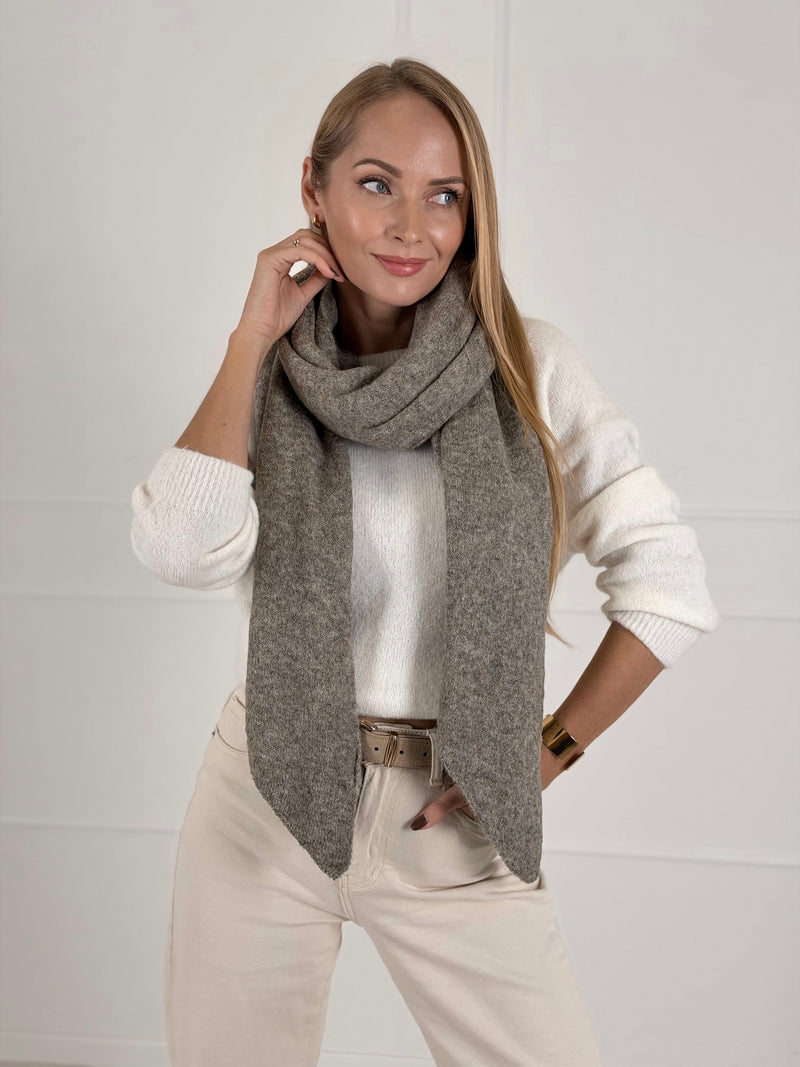 Moteriškas šiltas šalikas su merino vilna HARVEY Tamsiai Pilka