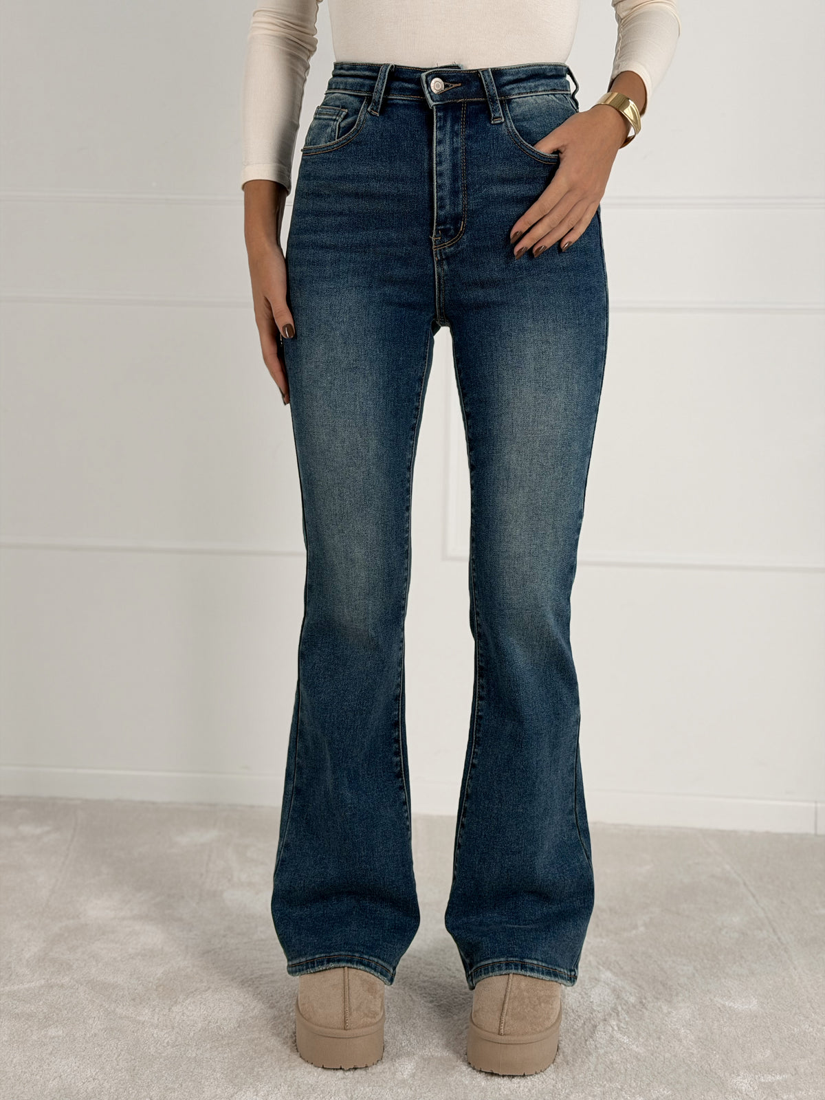 FLARE FIT FULL LENGTH modelio moteriški džinsai LIWEN Mėlyna