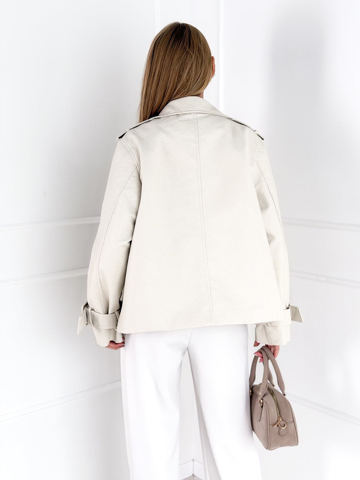 Moteriškas eko odos švarkas LUXIE Balta