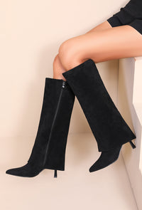 Moteriški dirbtinės odos ilgaauliai FABIAN Juoda