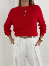 Moteriškas itališkas megztinis su baby alpakos vilna ADELINA Raudona