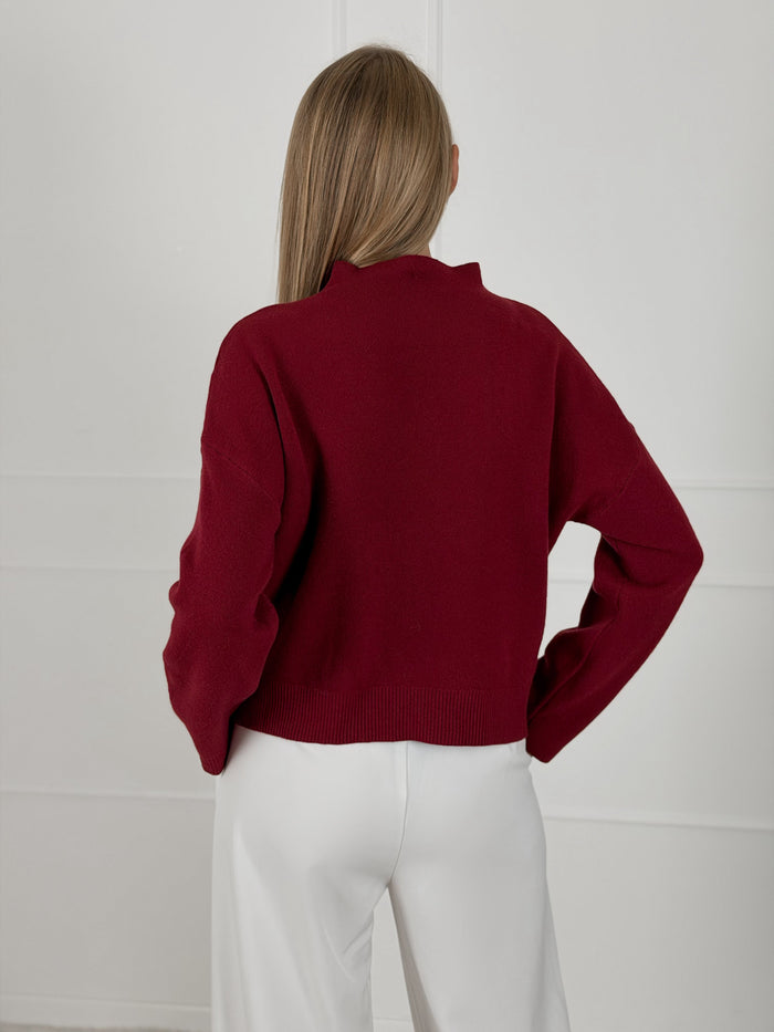 Moteriškas viskozės megztinis FREDDY Bordo