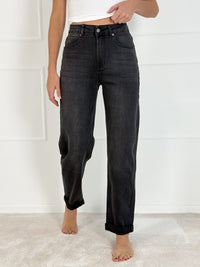 MOM FIT modelio moteriški džinsai aukštu juosmeniu MARGO Pilka