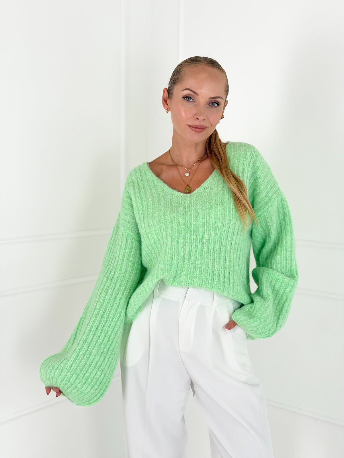 Moteriškas megztinis su vilna LUTHER Mėtinė