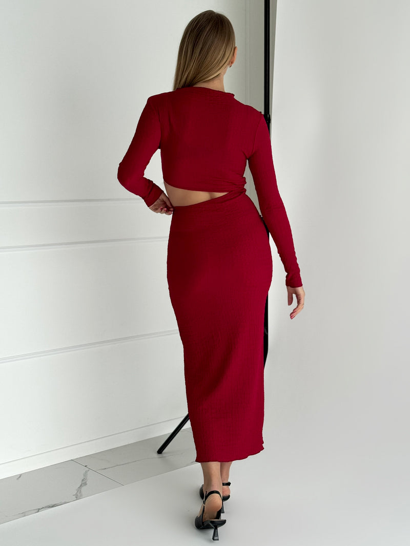 Moteriška proginė suknelė ESTELLA Bordo