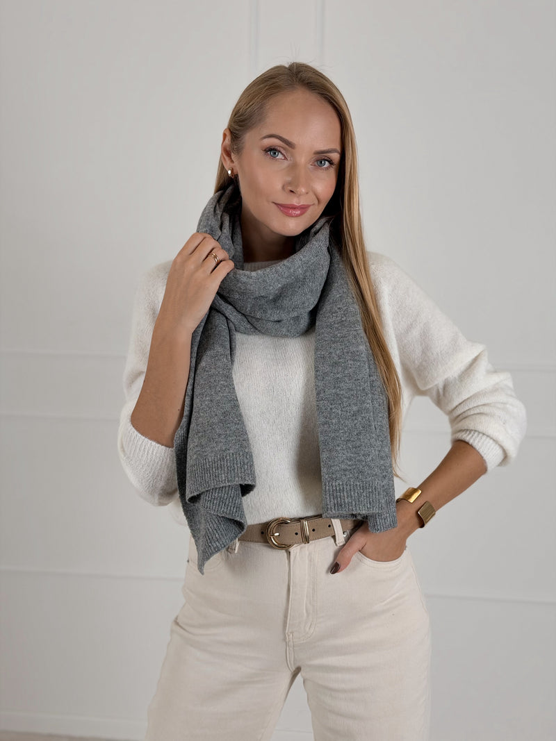 Moteriškas šiltas šalikas su merino vilna RIPLEY Tamsiai pilka