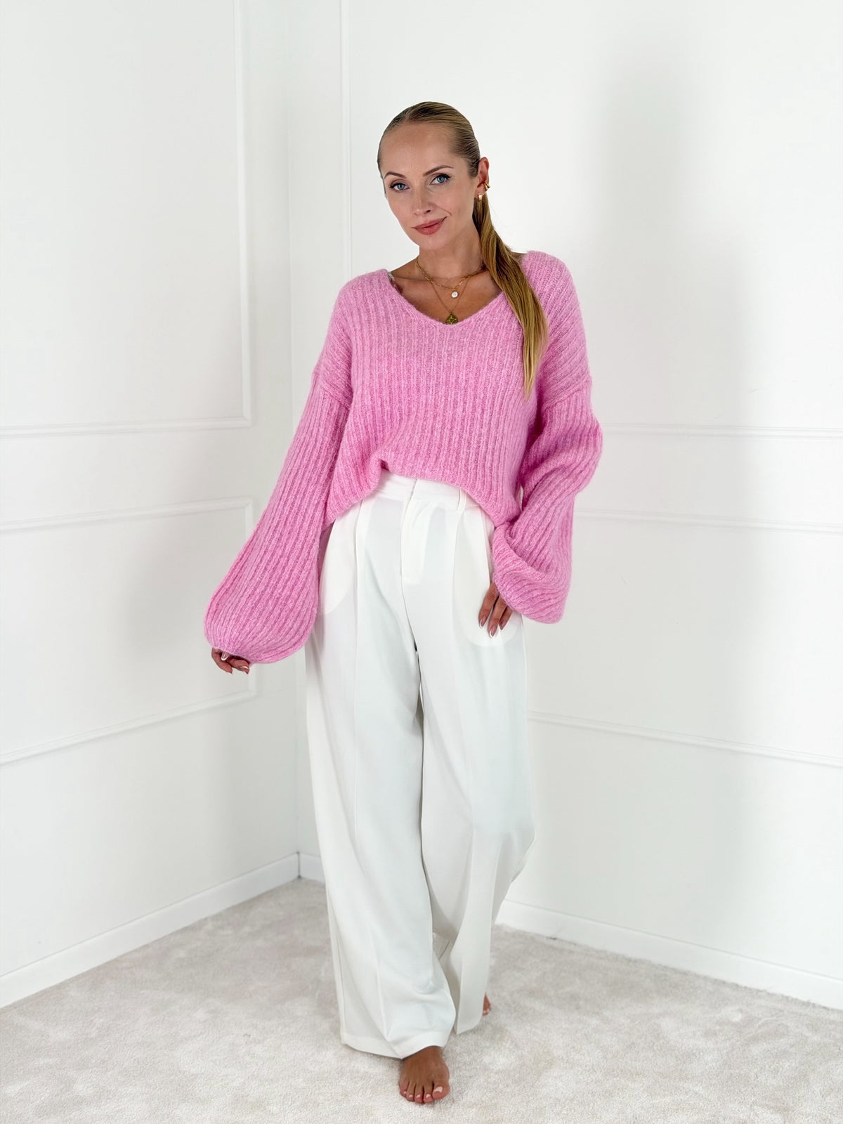 Moteriškas megztinis su vilna LUTHER Rožinė