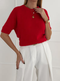 Moteriškas itališkas megztinis su baby alpakos vilna BARTOLO Raudona