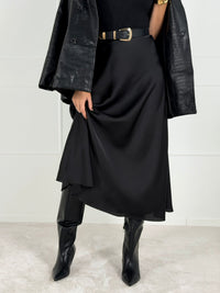 Moteriškas itališkas satino sijonas JENARO Juoda