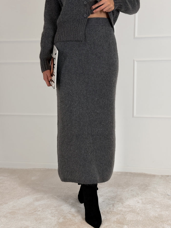 Moteriškas megztas sijonas su vilna LUCETTA Pilka