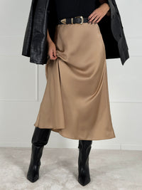 Moteriškas itališkas satino sijonas JENARO Kreminė