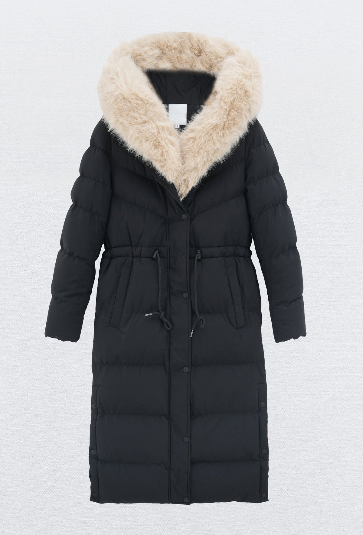 Moteriška ilga žieminė striukė su gobtuvu LUCHO Juoda