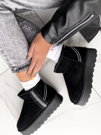 Moteriški UGG stiliaus aulinukai su platforma MISTY Juoda