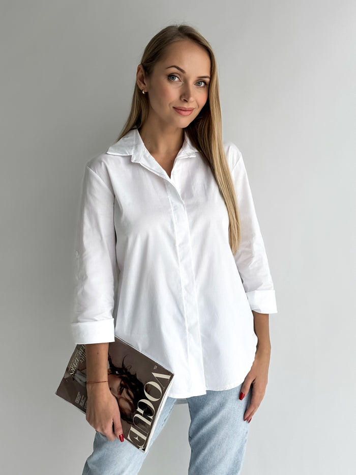 Moteriški itališki balti marškiniai CALVIN