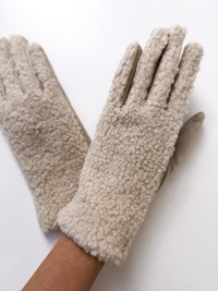 Moteriškos teddy pirštinės ANNIE Kreminė