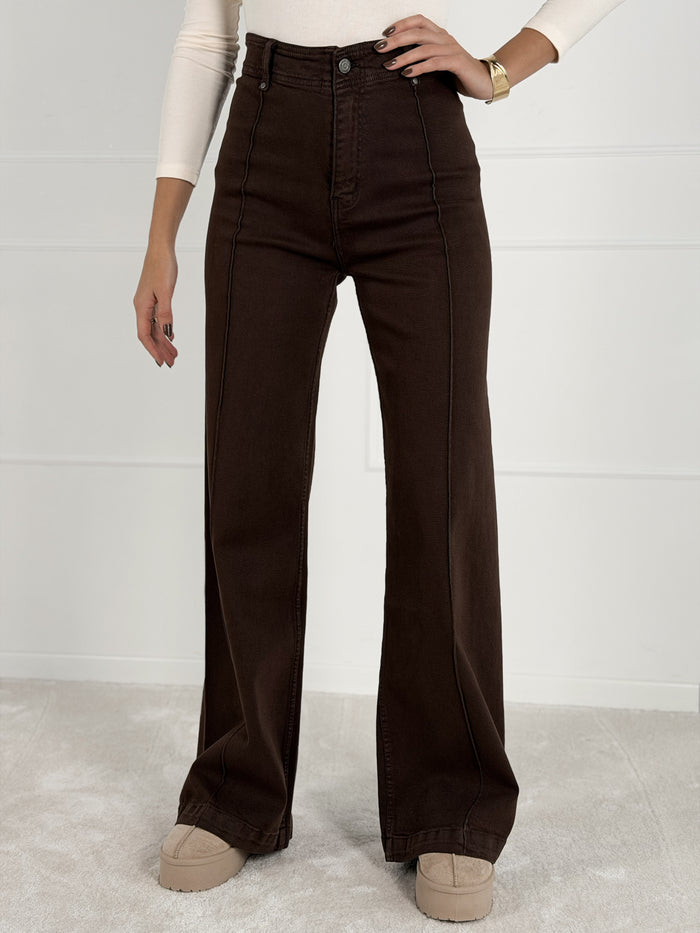 WIDE LEG modelio moteriški džinsai TONALLI Ruda