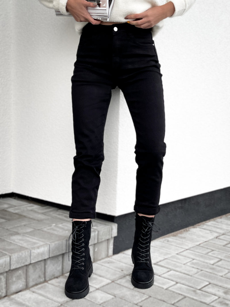 Moteriški MOM FIT modelio elastingi džinsai aukštu juosmeniu BENDER
