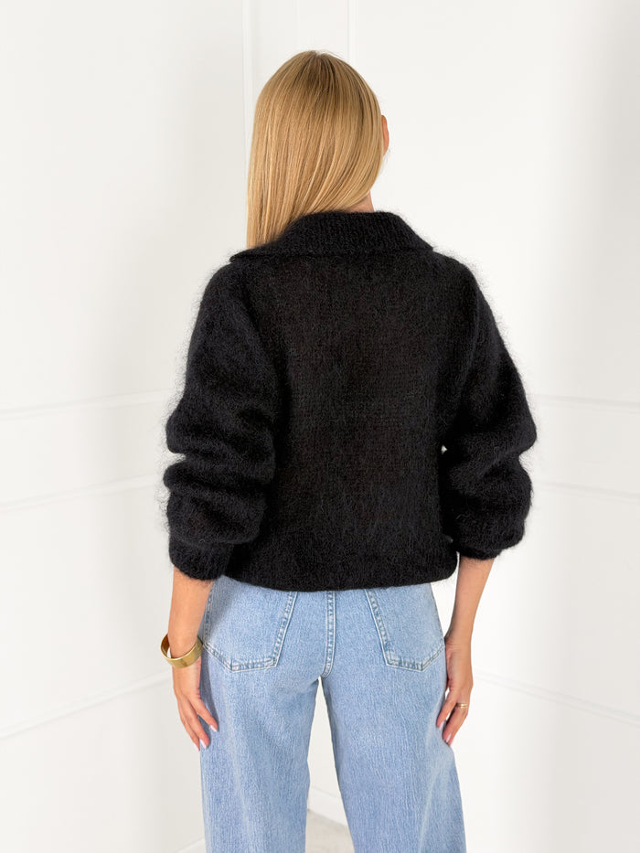 Moteriškas itališkas moheros vilnos megztinis RAYANA Juoda