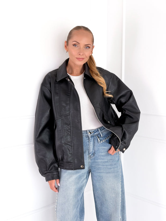 Moteriškas eko odos švarkas WILEY Juoda