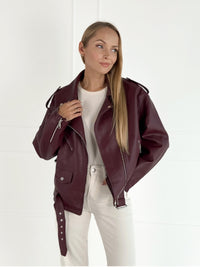 Moteriškas eko odos švarkas OLSON Bordo