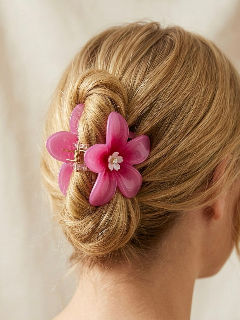 Gėlės formos plaukų segtukas CECILY Rožinė
