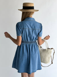 Moteriška trumpa džinsinė suknelė TELLA Mėlyna
