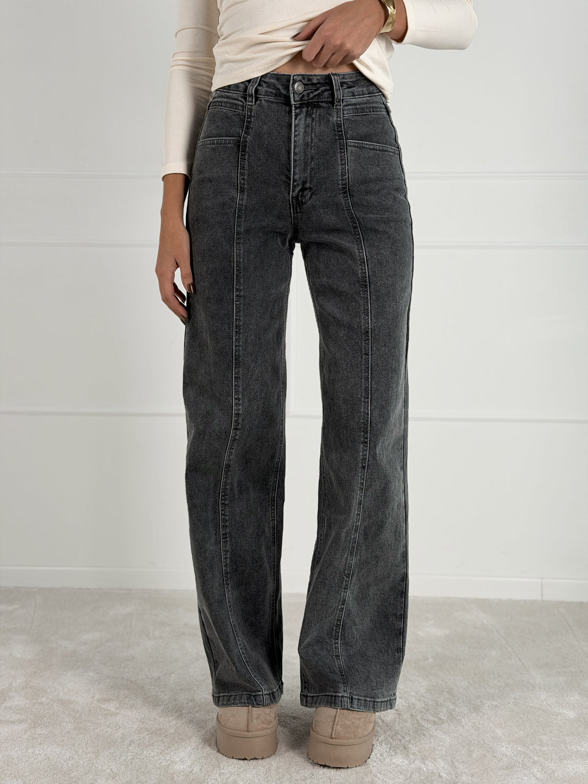 DAD FIT FULL LENGTH modelio moteriški džinsai JACIRA Pilka