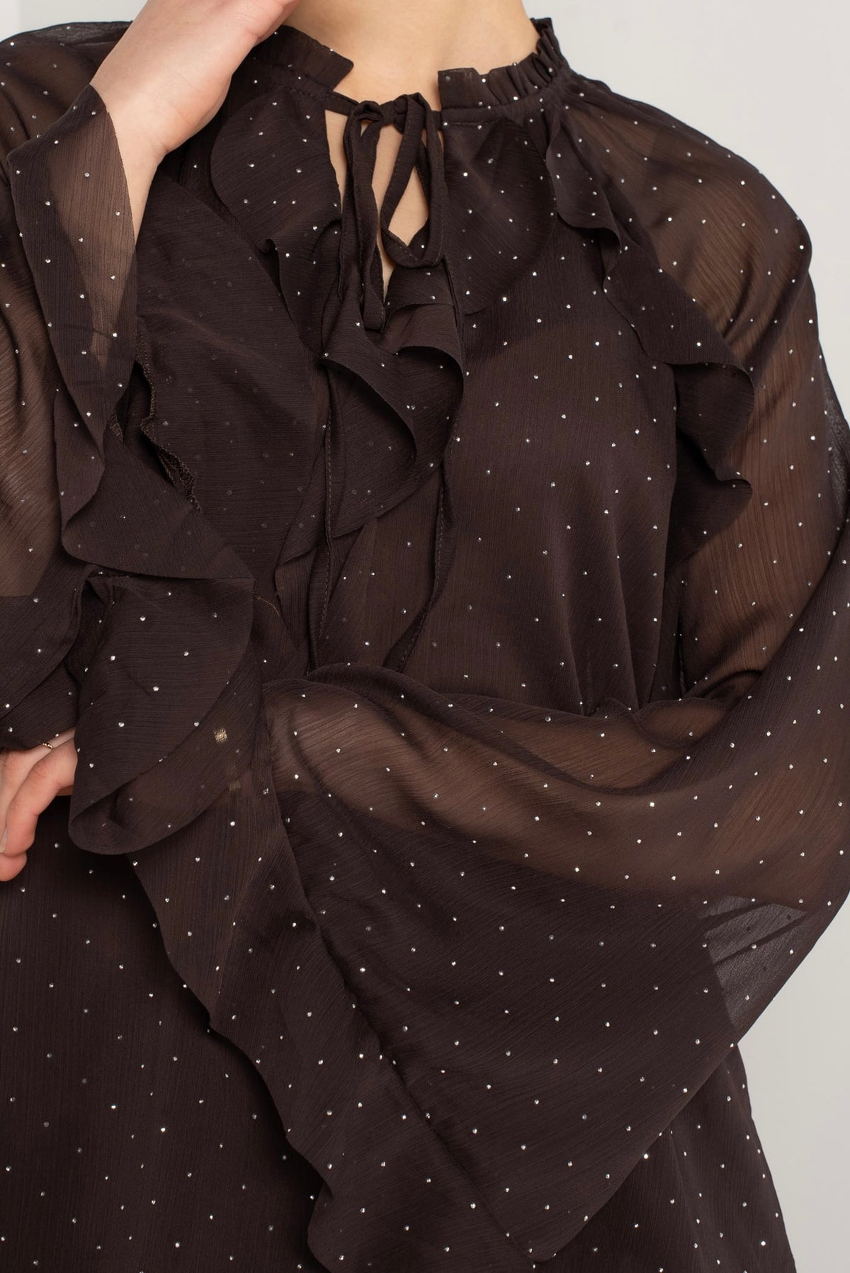 Moteriška blizgi palaidinė JOYCE Tamsiai ruda