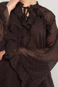 Moteriška blizgi palaidinė JOYCE Tamsiai ruda