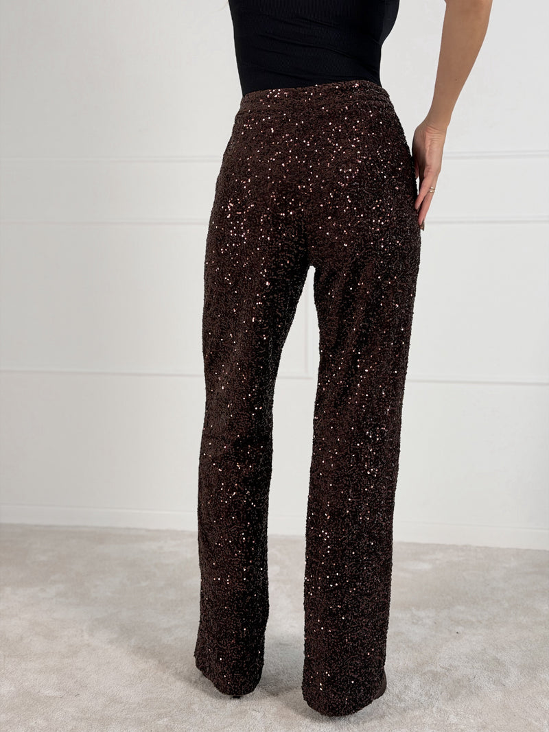 Moteriškos blizgios kelnės GLITTER Ruda