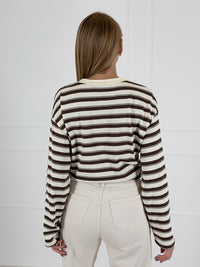 Moteriška medvilninė dryžuota palaidinė OWEN Ruda