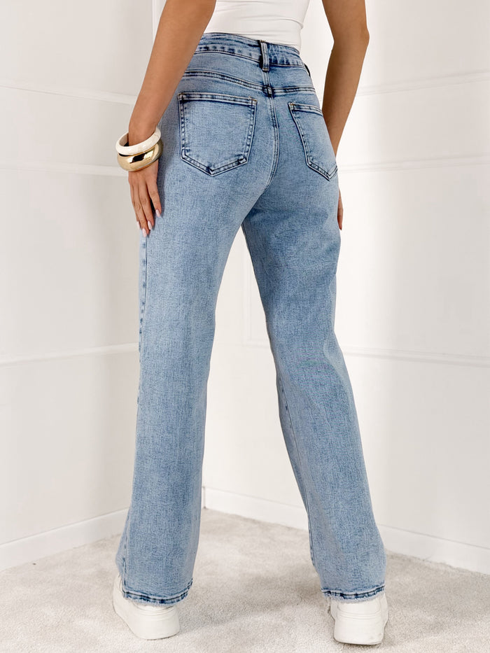 WIDE LEG modelio moteriški džinsai LIODA Mėlyna