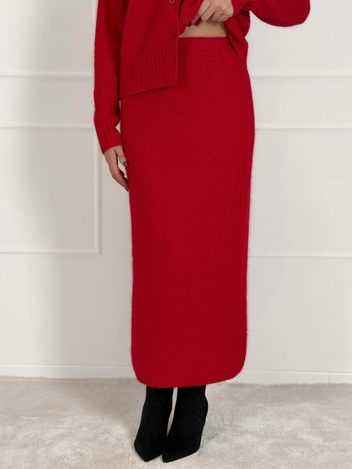 Moteriškas megztas sijonas su vilna LUCETTA Raudona