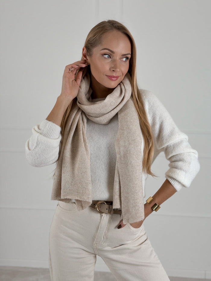 Moteriškas šiltas šalikas su merino vilna RIPLEY Kreminė