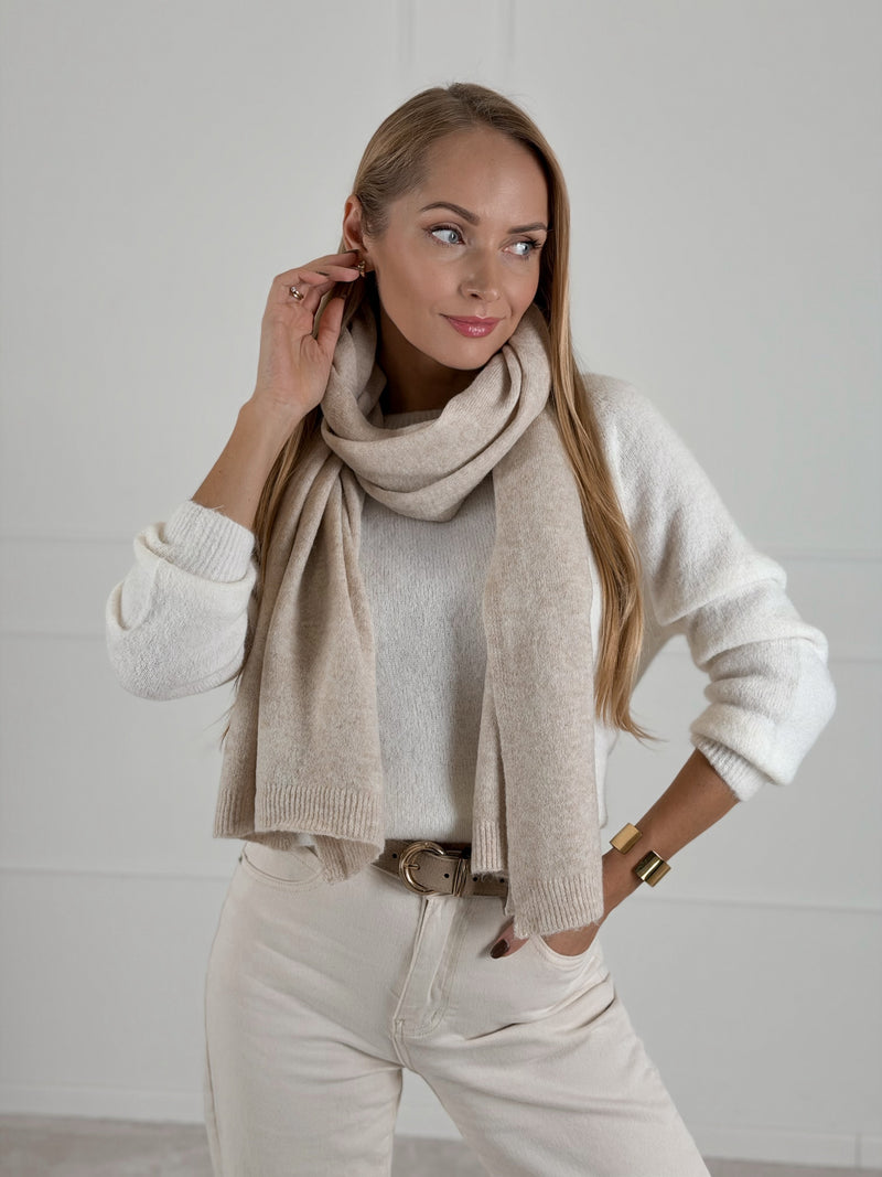 Moteriškas šiltas šalikas su merino vilna RIPLEY Kreminė