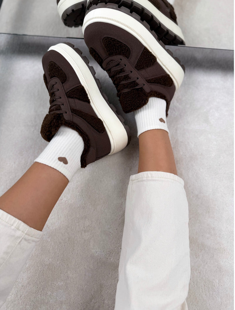 Moteriški teddy laisvalaikio bateliai YOGI Tamsiai ruda